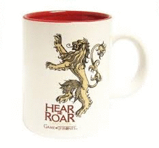 TAZA CERAMICA BLANCA ROJA LANNISTER GAME OF THRONE