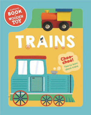 TRAINS. BOOK & WOODEN VEHICLE